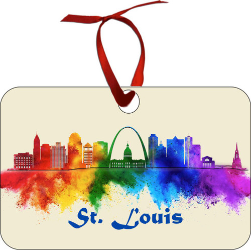 City Of St Louis Watercolor Skyline Chirstmas Ormanent