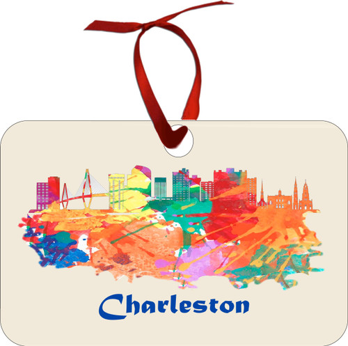 City Of Charleston Watercolor Skyline Chirstmas Ormanent