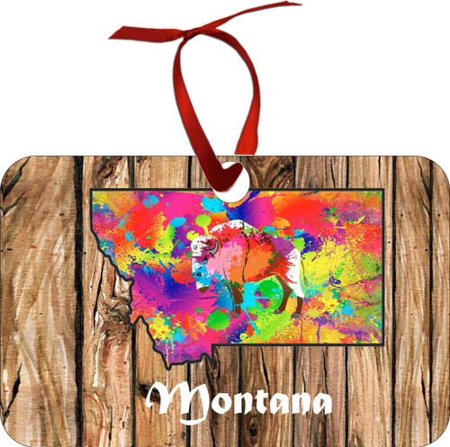 City Of Montana 2 Watercolor Skyline Chirstmas Ormanent