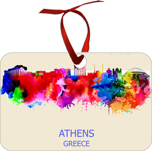 City Of Athens Greece Watercolor Skyline Chirstmas Ormanent