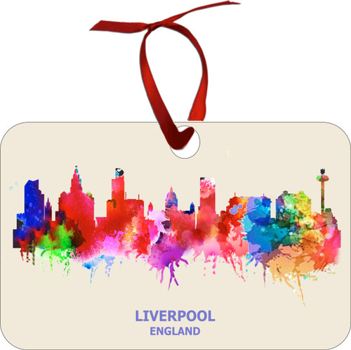 City Of Liverpool Watercolor Skyline Chirstmas Ormanent