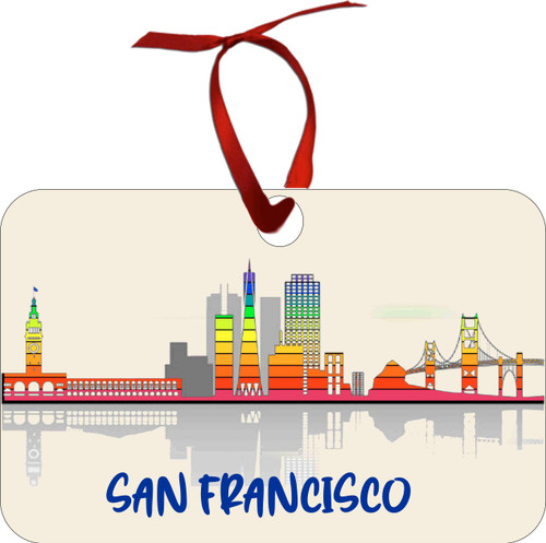 City Of San Francisco Watercolor Skyline Chirstmas Ormanent