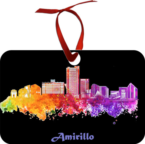City Of Amarillo Watercolor Skyline Chirstmas Ormanent