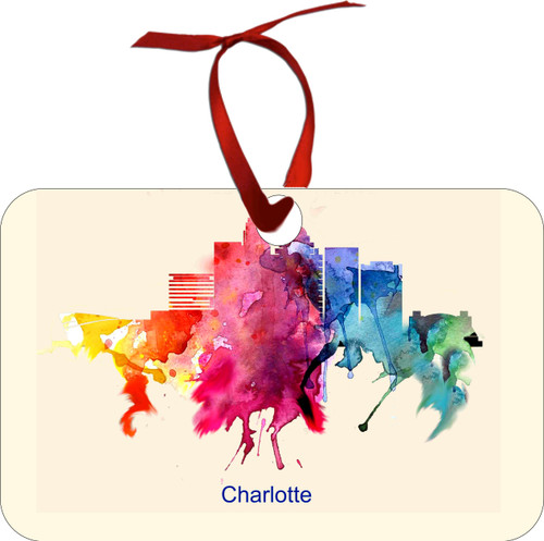 City Of Charlotte Watercolor Skyline Chirstmas Ormanent