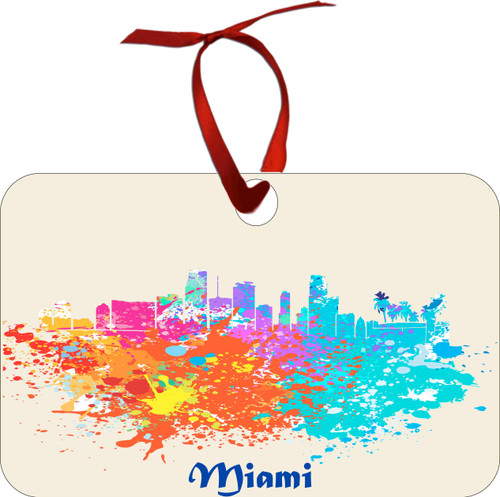 City Of Miami Watercolor Skyline Chirstmas Ormanent