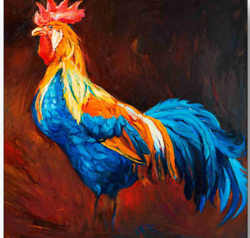 Set of 4 Coaters Chicken Painting Rooster