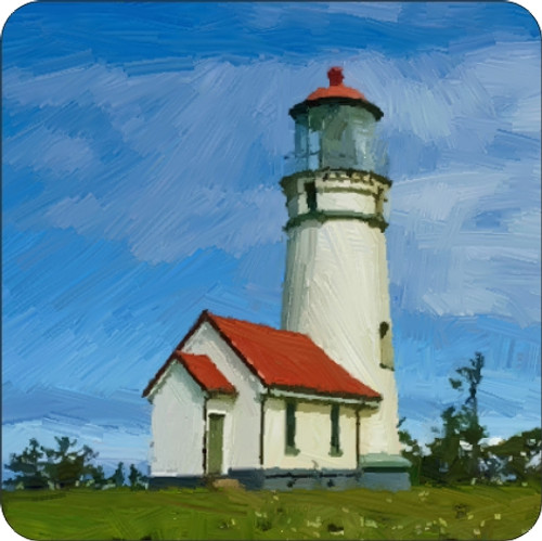 Set of 4 Coaters Lighthouse Oil Painting Decorative