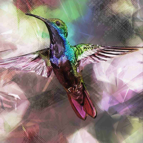Set of 4 Coaters Watercolor Hummingbird