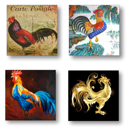 Set of 4 Coaters Roosters