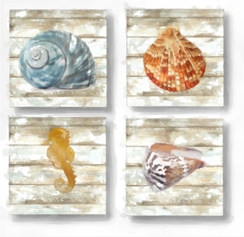 Set of 4 Coaters Sea Shells 2