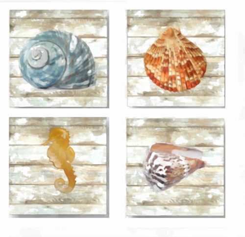 Set of 4 Coaters Sea Shells Best Water