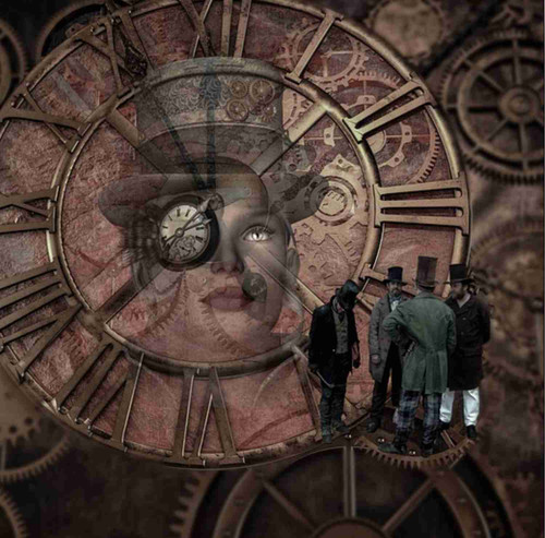 Set of 4 Coaters Steampunk Clock And Gears Fantasy Art