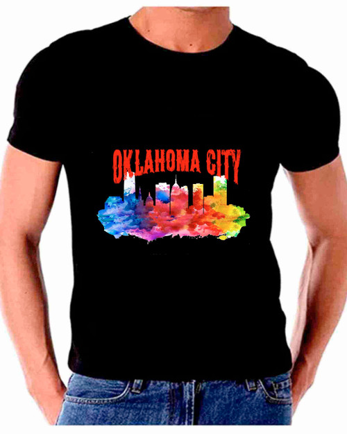 Skyline Watercolor Art For Oklahoma City T shirt