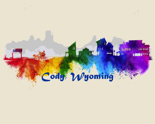 City Of Cody Wy Watercolor Skyline Art