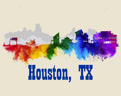 City Of Houston 2 Watercolor Skyline Art