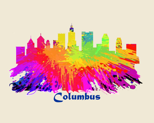 City Of Columbus Watercolor Skyline Art