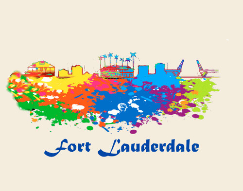 City Of Ft Lauderdale  Watercolor Skyline Art