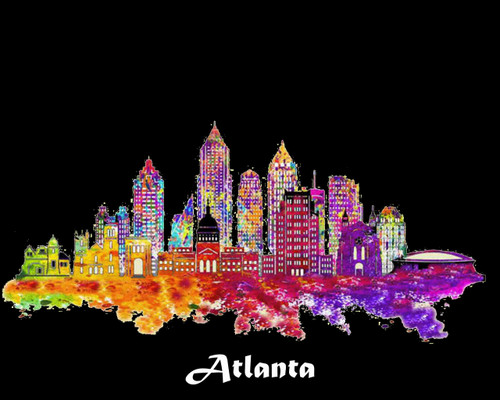 City Of Atlanta Bk Watercolor Skyline Art