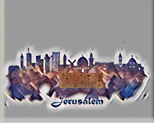 City Of Jerusalem  Watercolor Skyline Art