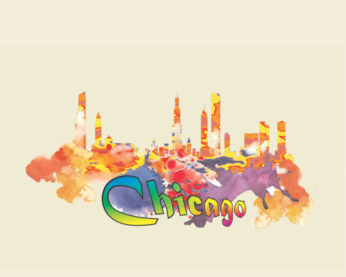 City Of Chicago Watercolor Skyline Art