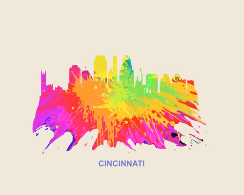 City Of Cincinnati Watercolor Skyline Art