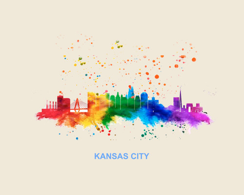 City Of Kansas City Watercolor Skyline Art