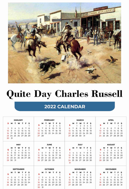 Year At a Glance  Calendar Glance 2022  A Quite Day Charles Russell