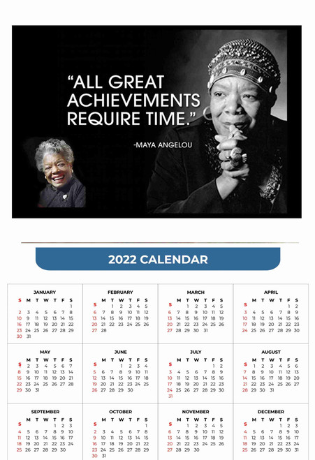 Year At a Glance  Calendar Glance 2022  African American  Maya Angelou