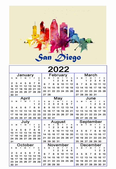 Year At a Glance  Calendar Glance 2022  San Diego