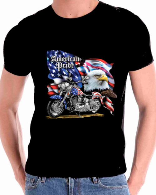 American Pride Eagle and the Flag Motorcycle T shirt