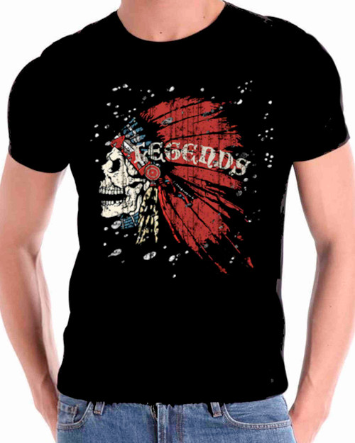 Legends Headdress Skull Face Motorcycle T shirt