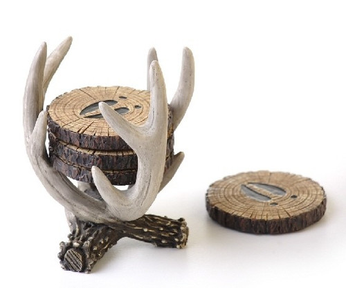 Antlers Faux 4 Wood Coasters Table top items western art style