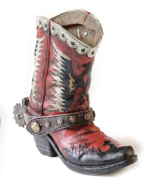 RED COWBOY BOOT PEN HOLDER Table top items western old west cowboy  art style