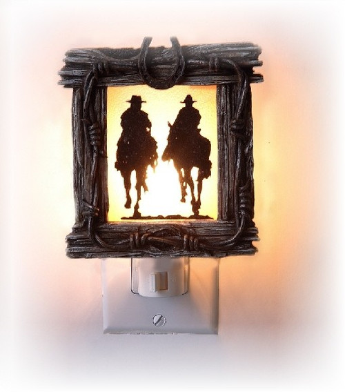 COWBOY NIGHT LIGHT western old west cowboy  art style 3 INCHES WIDE VERY LARGE AND BRIGHT