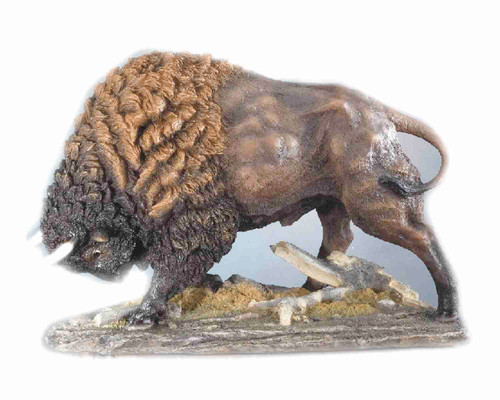 LARGE BUFFALO  19.5"L Bison art Sculpture Taken From Yellowstone Park