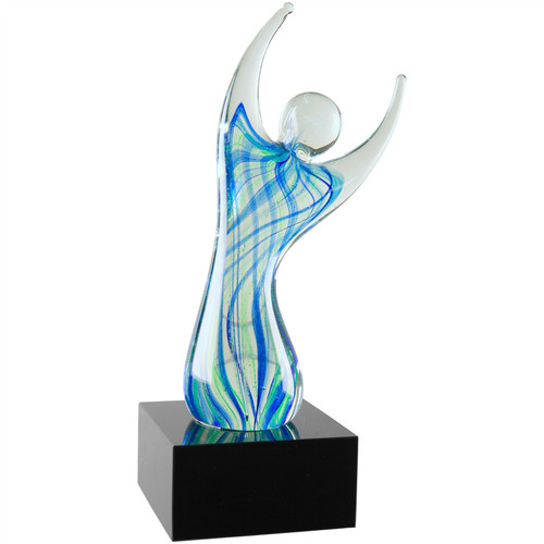 Angel Reaching To Haven Art Glass Hand made Hand Blown Sculpture 9 Inches Tall