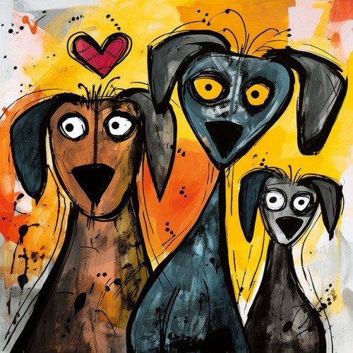 Just Crazy Dogs Abstract Art  Print Wall Art Decor Poster or Canas Art