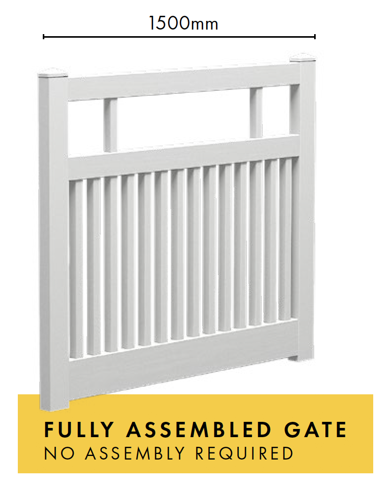 PVC Wide Semi Privacy Gate 1500mm Wide X 1200mm High OR Buy 2x To