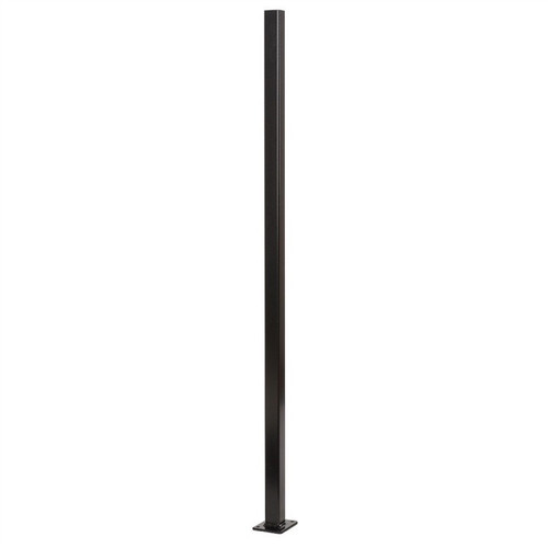 Black Flanged Fence Post with cap 1.3m - for bolting down