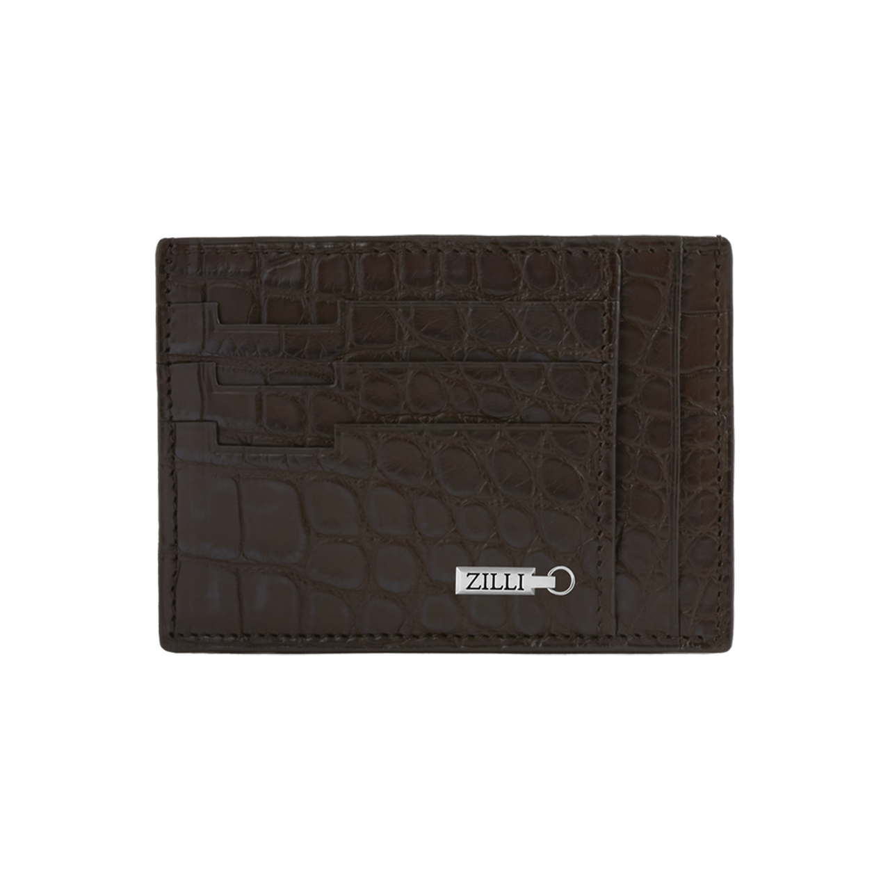 Brown matt crocodile CC7 GM credit card holder - ZILLI