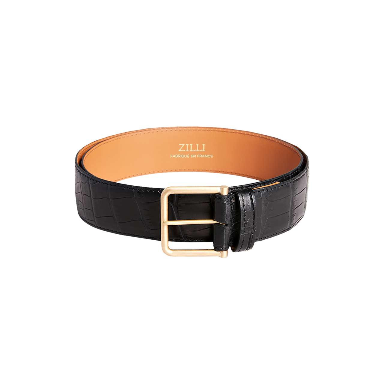 Black crocodile belt, 40 mm, 
