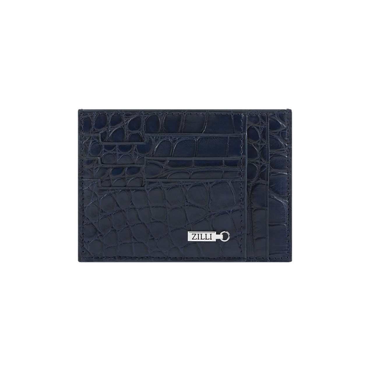 Dark blue crocodile CC5 credit card holder - ZILLI