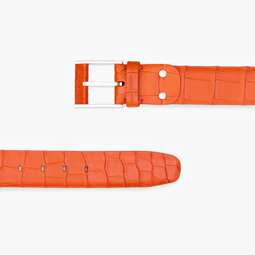 Orange belt in crocodile, 126 buckle, width 40mm Orange belt in crocodile, 126 buckle, width 40mm