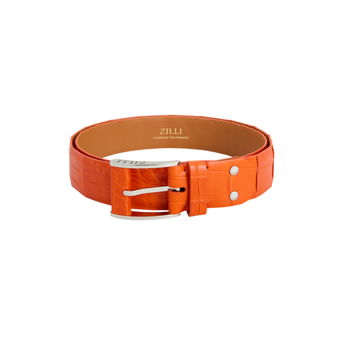 Orange belt in crocodile, 126 buckle, width 40mm Orange belt in crocodile, 126 buckle, width 40mm