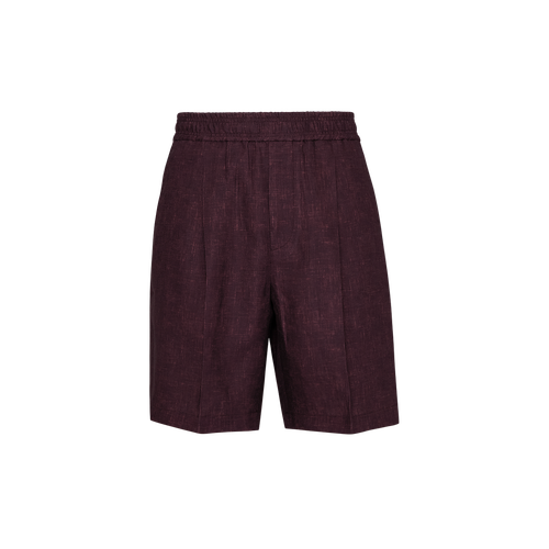 Deep cherry single pleated bermuda shorts