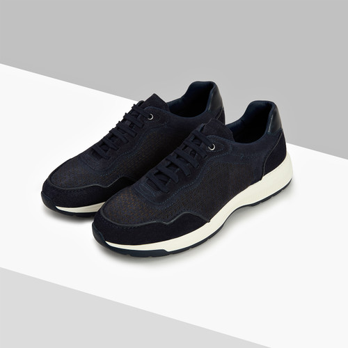 Dark navy perforated sneakers, white sole, "ZILLI" embroidery Dark navy perforated sneakers, white sole, "ZILLI" embroidery
