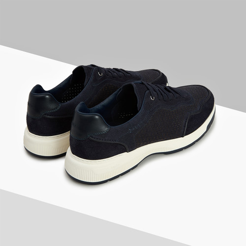 Dark navy perforated sneakers, white sole, "ZILLI" embroidery