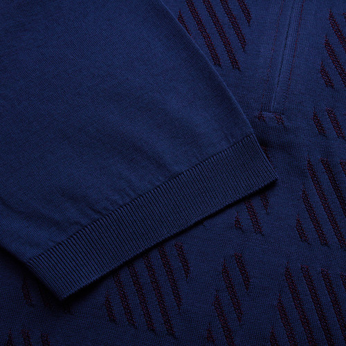 Ink blue checked zipped polo Ink blue checked zipped polo