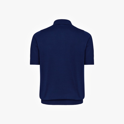 Ink blue checked zipped polo Ink blue checked zipped polo