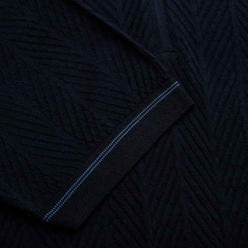 Navy blue zipped polo, "3D Chevron" Navy blue zipped polo, "3D Chevron"